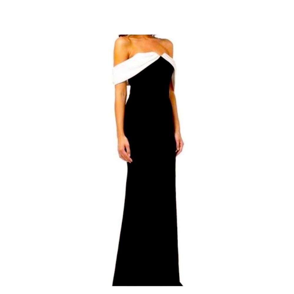 Calvin Klein Black Evening Gown with White Rim